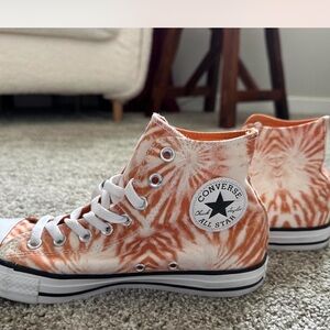 Converse Orange Tie-Dye High Top Sneakers